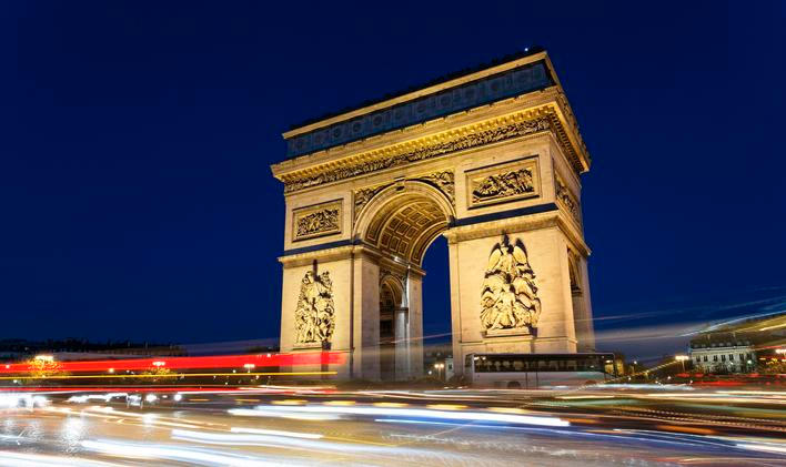 Arc de Triomphe and car lights