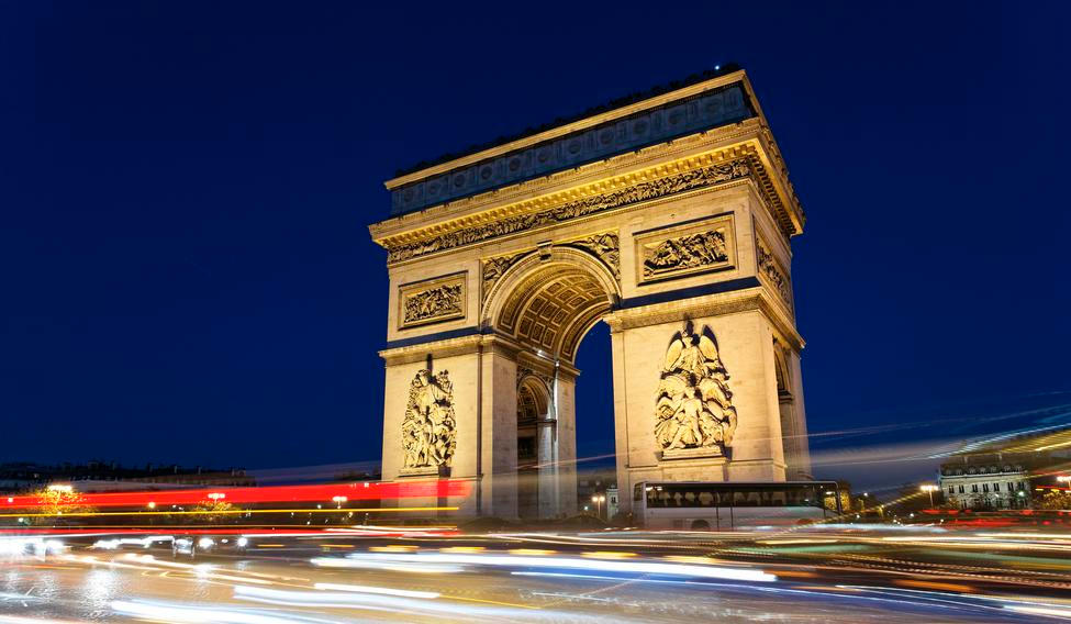 Arc de Triomphe and car lights