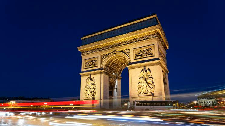 Arc de Triomphe and car lights