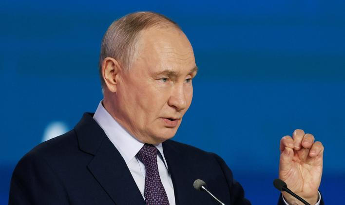 Russian President Putin attends the Congress of the Russian Union of Industrialists and Entrepreneurs in Moscow