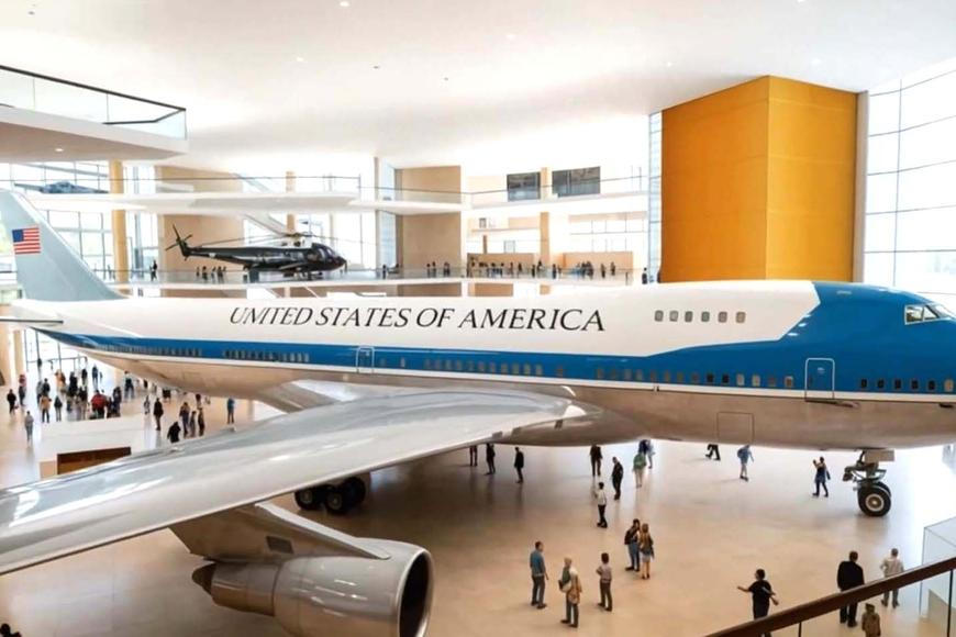 Air Force One v hale, stíhačka u čajového stolku. To není apríl, to je Trump!