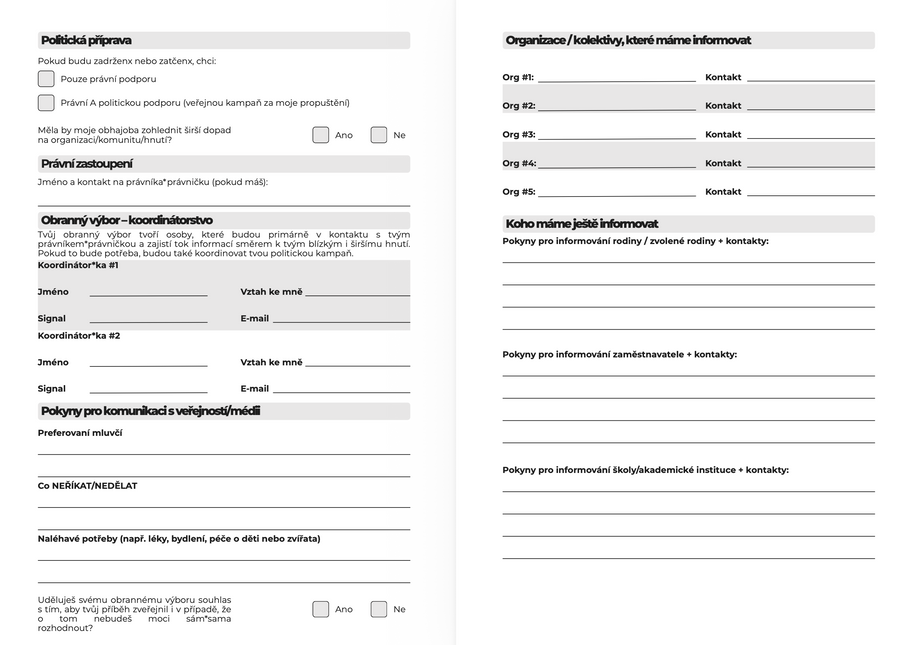 Úryvek z „Přípravného & podpůrného plánu“, který se šíří mezi propalestinskými aktivisty v ČR.