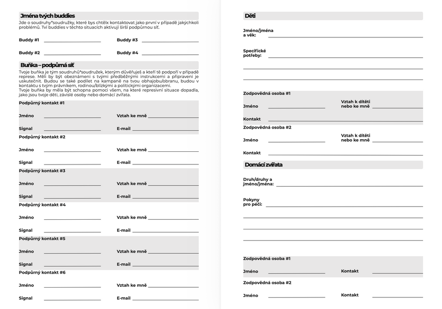 Úryvek z „Přípravného & podpůrného plánu“, který se šíří mezi propalestinskými aktivisty v ČR.