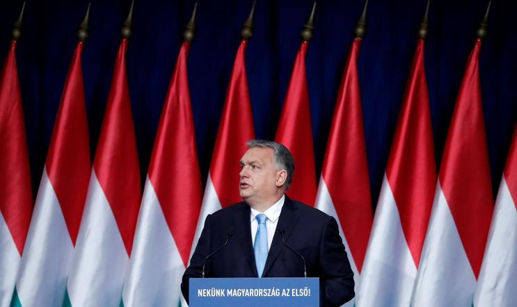 Maďarský premiér Viktor Orbán během výročního projevu o stavu země.