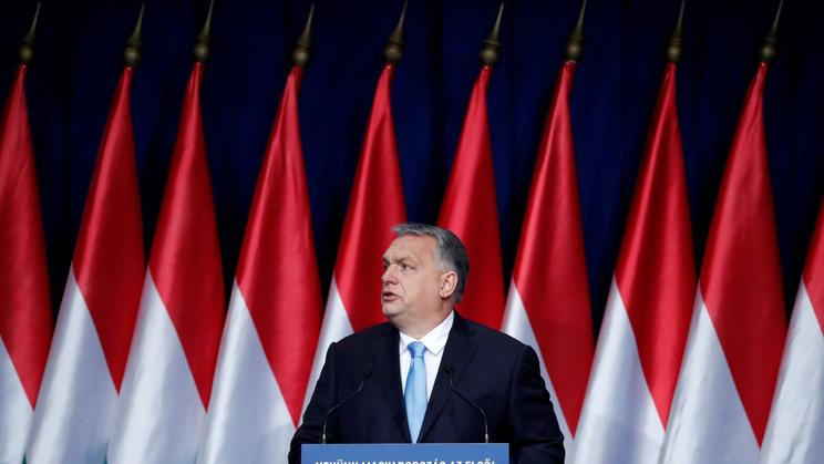 Maďarský premiér Viktor Orbán během výročního projevu o stavu země.