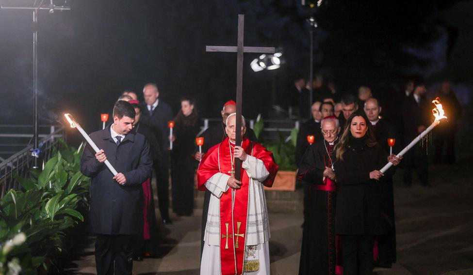 The Via Crucis (Way of the Cross) procession during Good Friday celebrations, in Rome