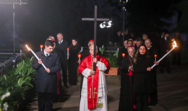 The Via Crucis (Way of the Cross) procession during Good Friday celebrations, in Rome