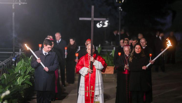 The Via Crucis (Way of the Cross) procession during Good Friday celebrations, in Rome