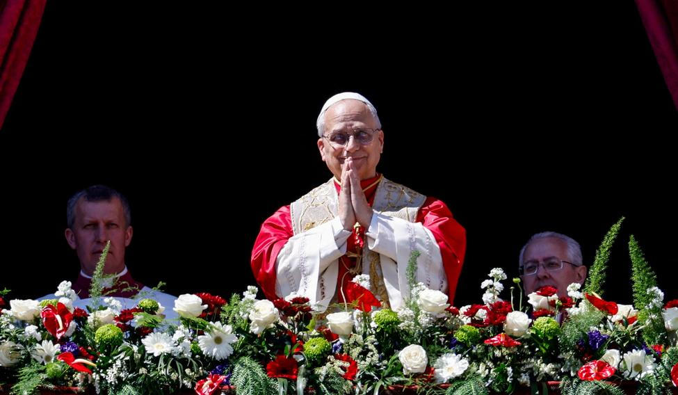 Pope Leo XIV delivers his "Urbi et Orbi" (To the city and the world) message from the main balcony of St. Peter's Basilica