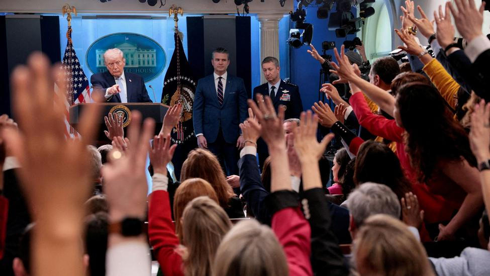 U.S. President Trump holds a press conference in the briefing room at the White House