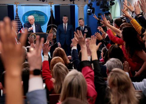 U.S. President Trump holds a press conference in the briefing room at the White House