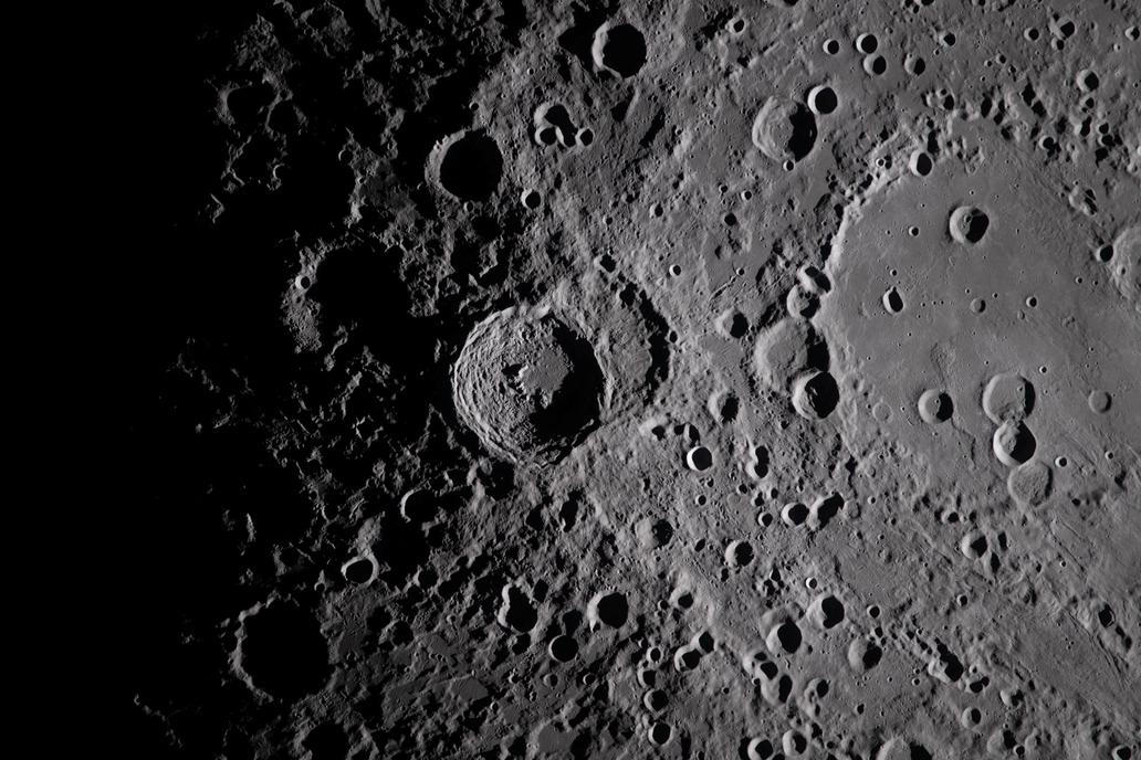 A view of the Moon, photographed through the Orion spacecraft window