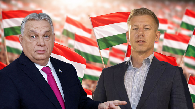 Maďarský premiér Viktor Orbán (FIDESZ) a jeho vyzyvatel Peter Magyar (TISZA). Koláž Aktuálně.cz.