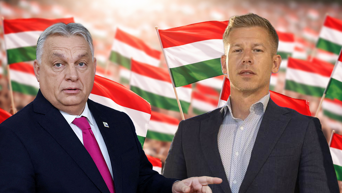 Maďarský premiér Viktor Orbán (FIDESZ) a jeho vyzyvatel Peter Magyar (TISZA). Koláž Aktuálně.cz.