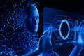 Artificial,Intelligence.,Human,Digital,Avatar,Or,Ai,Agent,Touch,Screen