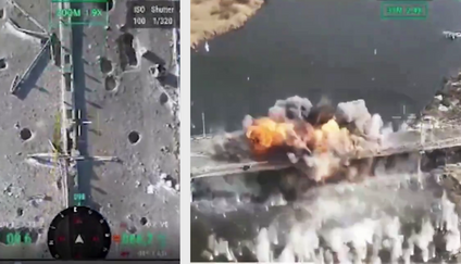 Ukrajinské letectvo zničilo most Konkivskyi přes řeku Konka, který ovládali Rusové. 