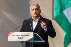 Maďarský premiér Viktor Orbán v Budapešti během projevu k 68. výročí maďarského povstání, 23. října 2024.