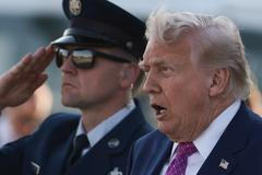 U.S. President Trump disembarks Air Force One in Charlottesville