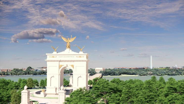 Artist's rendering of U.S. President Donald Trump's proposed 'Independence Arch' near the National Mall in Washington, D.C.