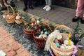 Easter,Baskets,With,Stylish,Painted,Eggs,,Easter,Cake,,Ham,beets,,Butter,
