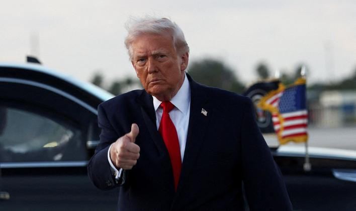 U.S. President Donald Trump arrives at Miami International Airport
