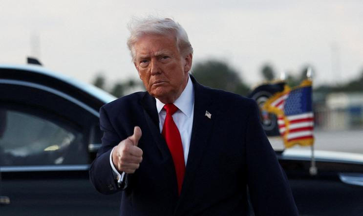 U.S. President Donald Trump arrives at Miami International Airport