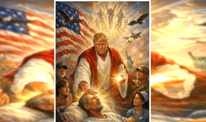 Prezident Trump zveřejnil AI obrázek, na kterém je zobrazen jako Ježíš Kristus.