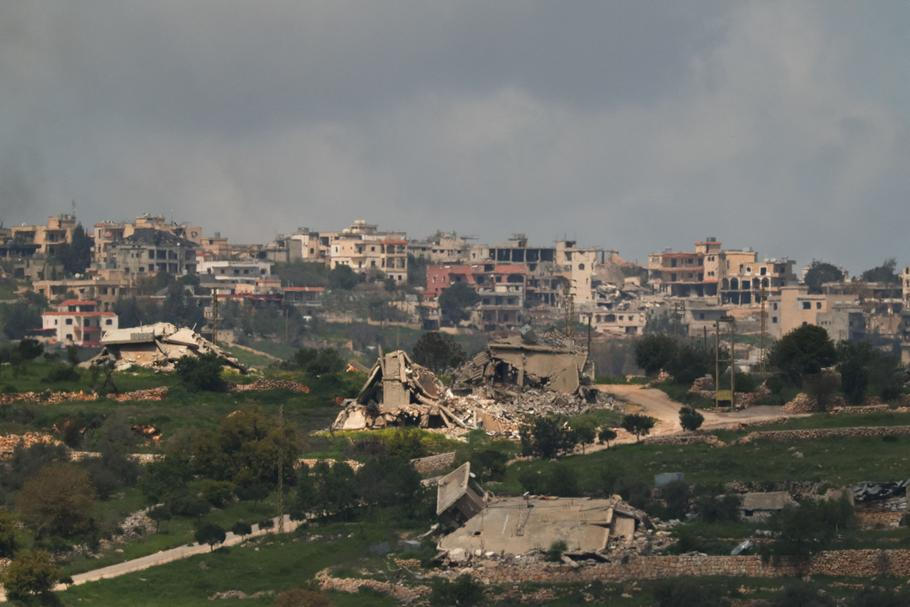 Destroyed buildings in Bint Jbeil, southern Lebanon, as seen from northern Israel