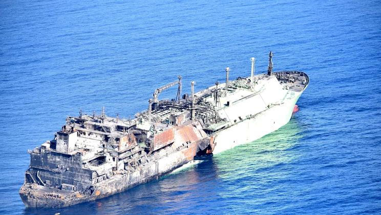 A Russian LNG tanker, Arctic Metagaz, damaged  earlier this month and currently adrift without crew, floats in international waters in the Mediterranean Sea between Malta and the Italian islands of Lampedusa and Linosa