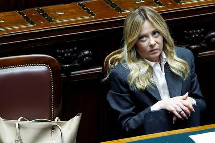 Italy's Prime Minister Giorgia Meloni speaks at the lower house of Parliament, in Rome