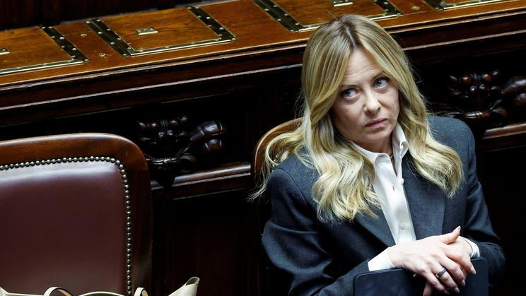Italy's Prime Minister Giorgia Meloni speaks at the lower house of Parliament, in Rome