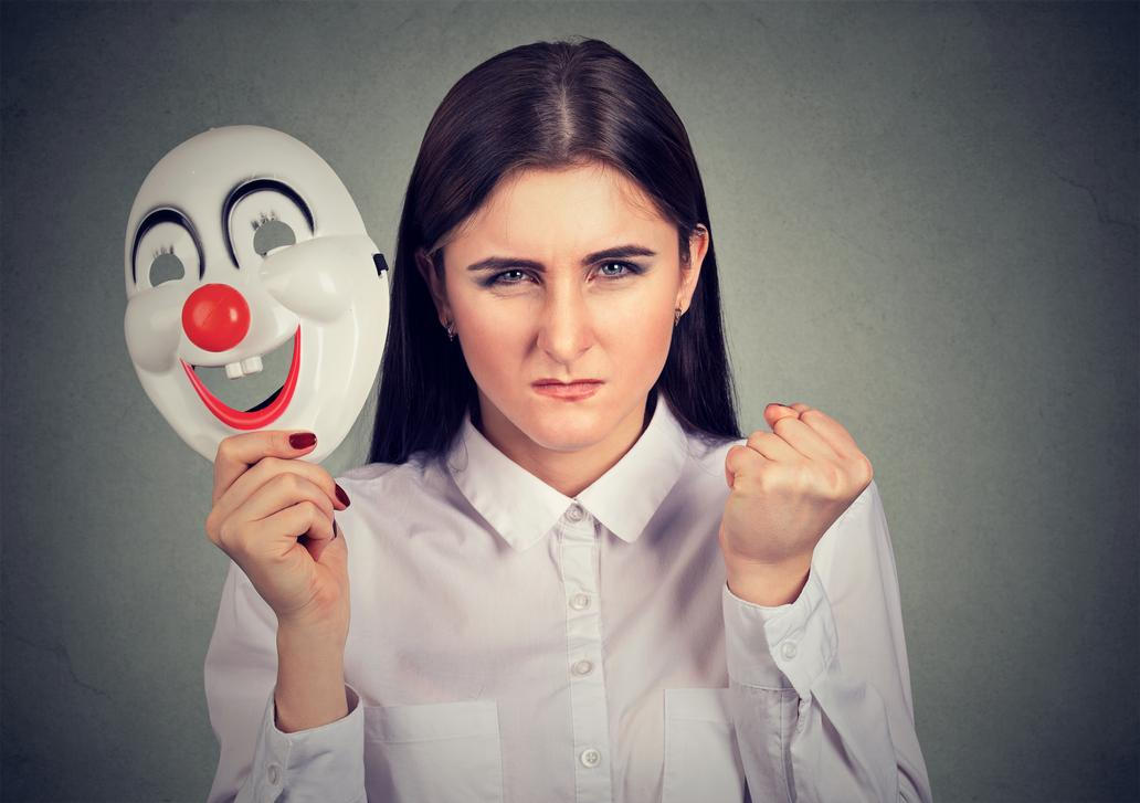 Young,Woman,With,Split,Personality,Looking,Super,Angry,At,Camera