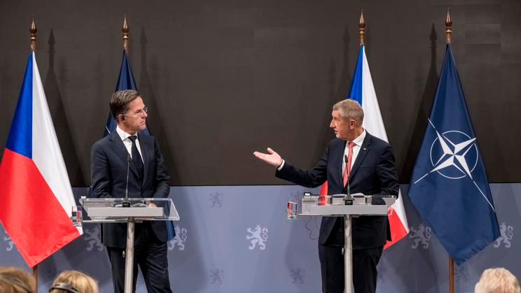 Mark Rutte, generální tajemník NATO, Andrej Babiš, premiér, politik