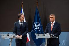 Premiér Andrej Babiš a generální tajemník NATO Mark Rutte