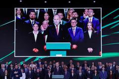 Bývalý bulharský prezident a lídr koalice Progresivní Bulharsko Rumen Radev během volebního shromáždění 