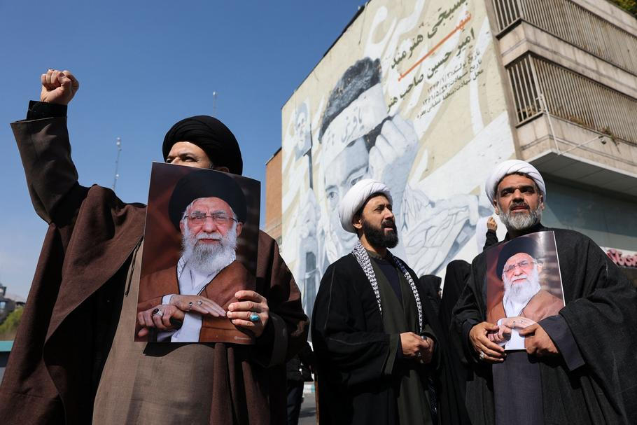 People attend an anti-Israeli and U.S rally in Tehran