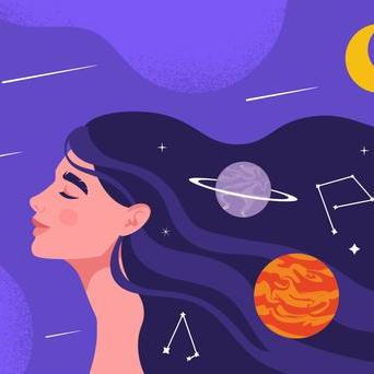 Woman,With,Sweet,Dreams,Concept.,Young,Girl,With,Galaxy,And