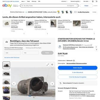 Nabídka náhradních dílů koncernu Stellantis na portálu eBay