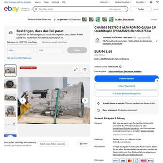 Nabídka náhradních dílů koncernu Stellantis na portálu eBay