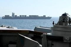 Iranian-flagged cargo ship M/V Touska as USS Spruance conducts its interception in a location given as the north Arabian Sea