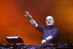 DJ Padre Guilherme performs during tribute to Pope Francis ahead of the first anniversary of the pontiff’s death, in Buenos Aires