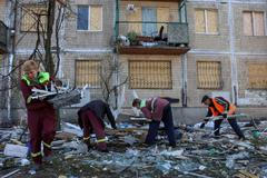 Aftermath of a Russian missile and drone strike in Kyiv