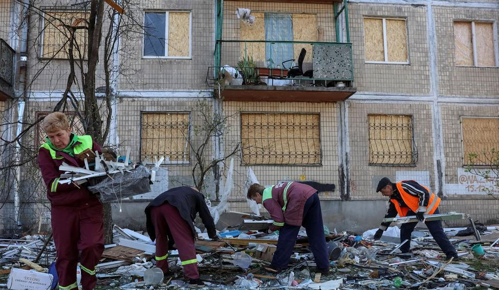 Aftermath of a Russian missile and drone strike in Kyiv