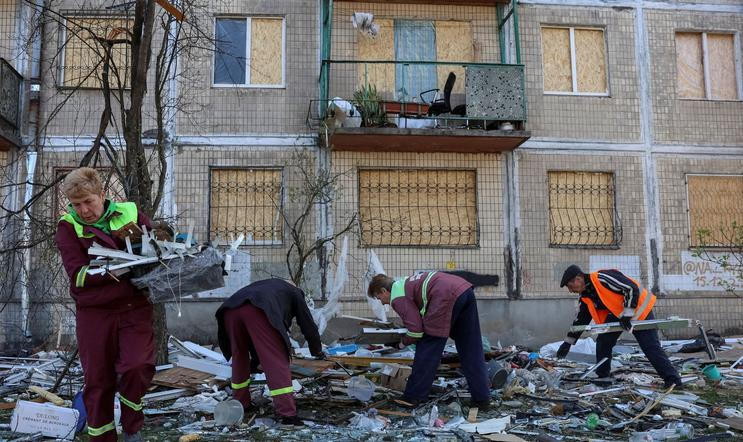 Aftermath of a Russian missile and drone strike in Kyiv