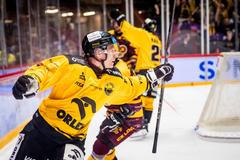 Markus Hännikäinen z Litvínova slaví gól v baráži proti Jihlavě.