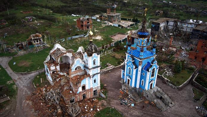 Aerial,View,Of,Destroyed,Village,Bohorodychne,,Donetsk,Region,,Ukraine.,Ruins