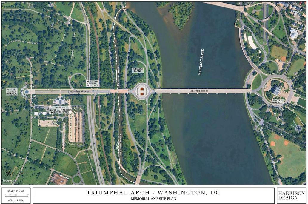 Oblouk bude výrazně vyšší stavbou než jakýkoli z ikonických washingtonských symbolů včetně Kapitolu či Lincolnova památníku. 