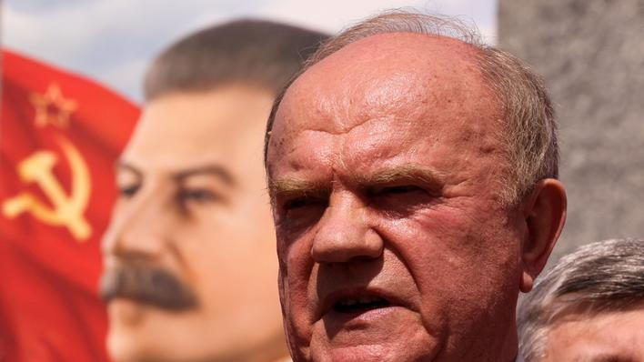 FILE PHOTO: Gennady Zyuganov, leader of Russia's Communist party, attends a May Day rally in Moscow