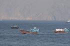 Ships and tankers in the Strait of Hormuz off the coast of Musandam
