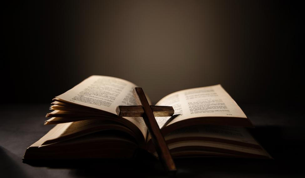 Spirituality,,Religion,And,Hope,Concept.,Holy,Bible,And,Cross,On